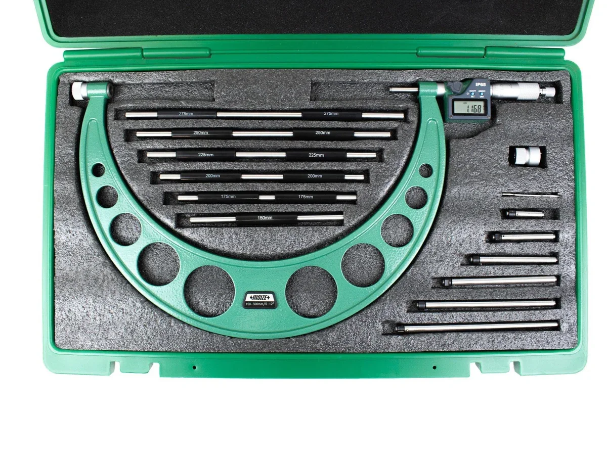INSIZE DIGITAL OUTSIDE MICROMETER WITH INTERCHANGEABLE ANVILS 0-150MM/0-6"