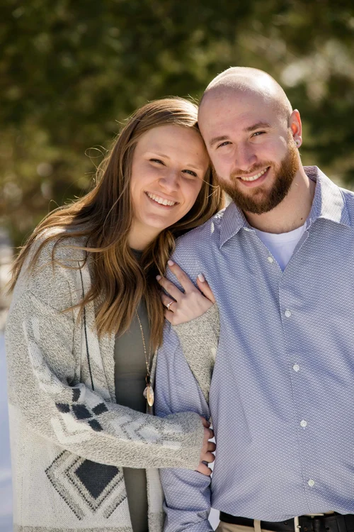 sachin and babi light blue dress What to Wear for Your Winter Engagement Session main image 1