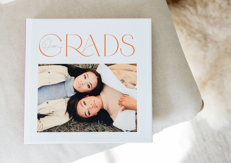 graduation announcement on the end of a table