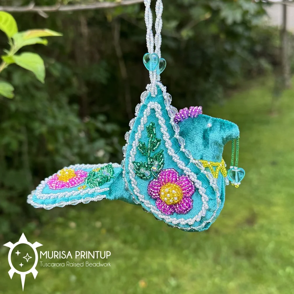 Tuscarora Beaded Bird - Turquoise Velvet