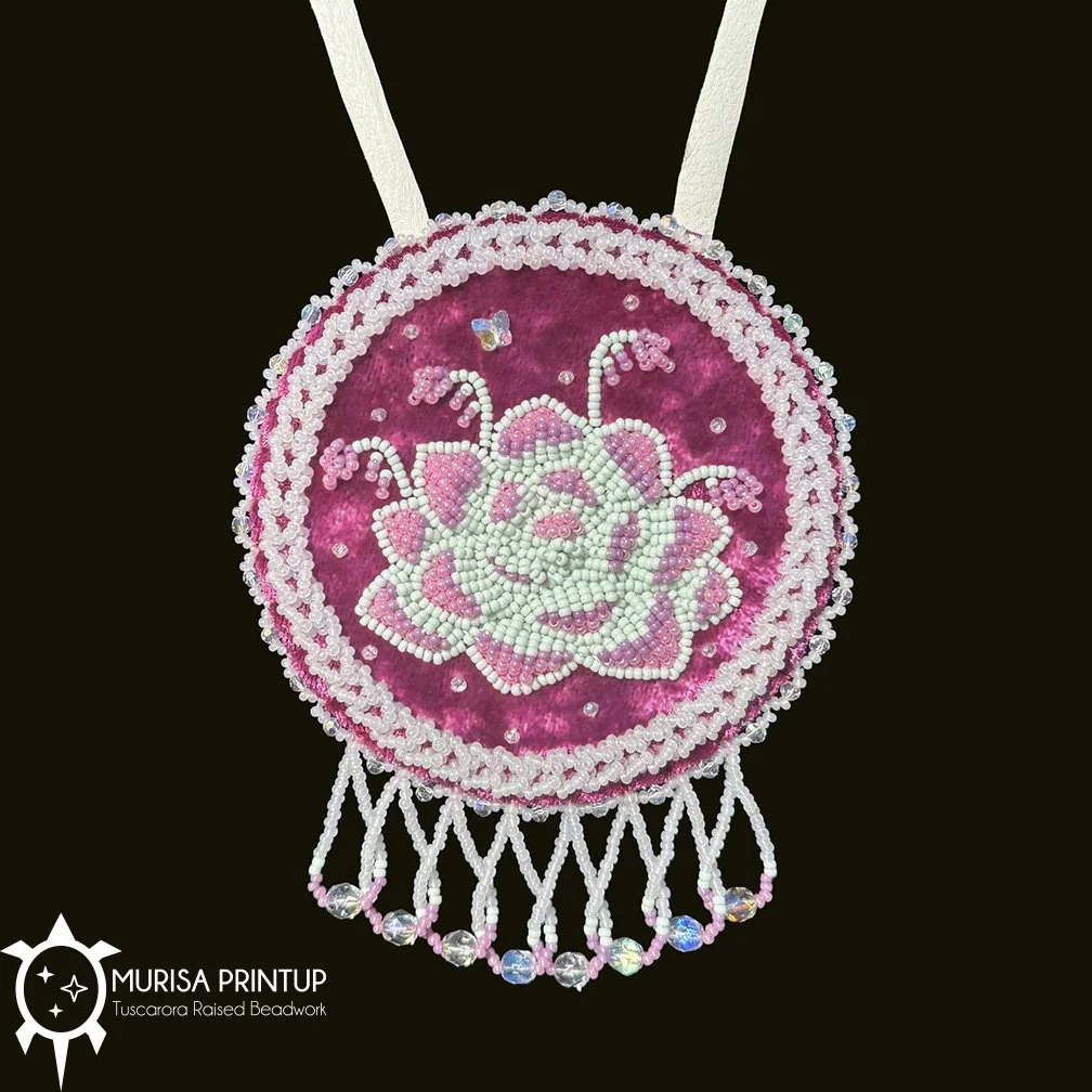 Beaded Echeveria Medallion - Magenta Velvet