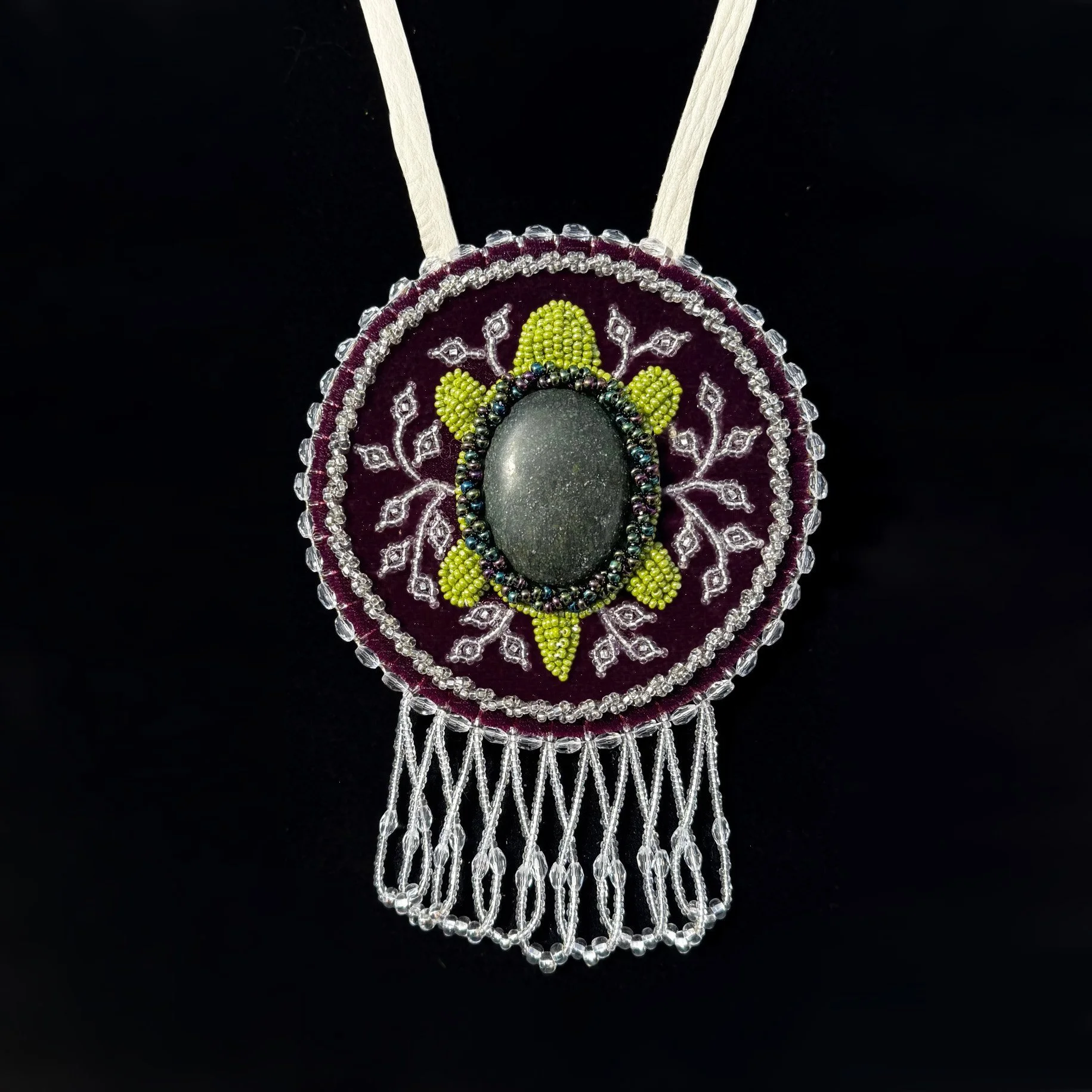 Beaded Turtle Medallion - Circle