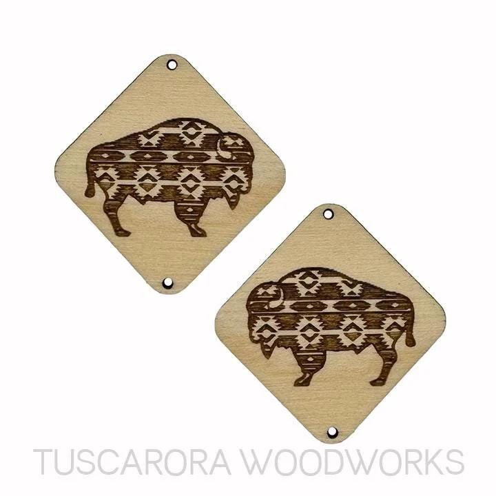 Buffalo Square Wooden Center Cabochon