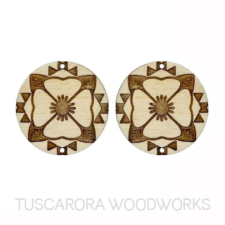 Round Poppy Wooden Center Cabochon