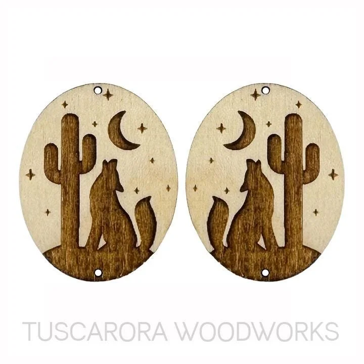 Desert Coyote Wooden Center Cabochon