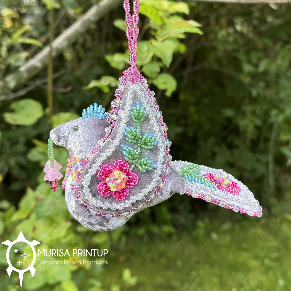 Tuscarora Beaded Bird - Grey Velvet