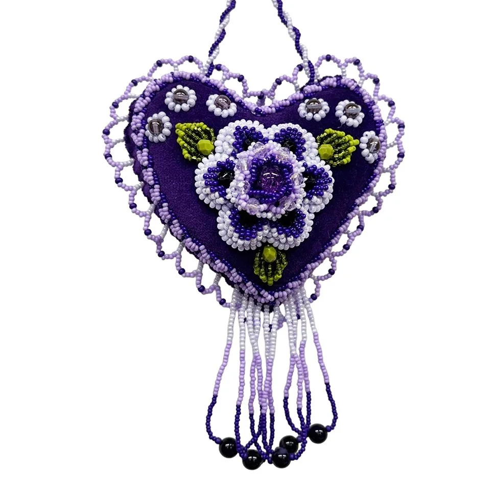 Beaded Heart - Purple
