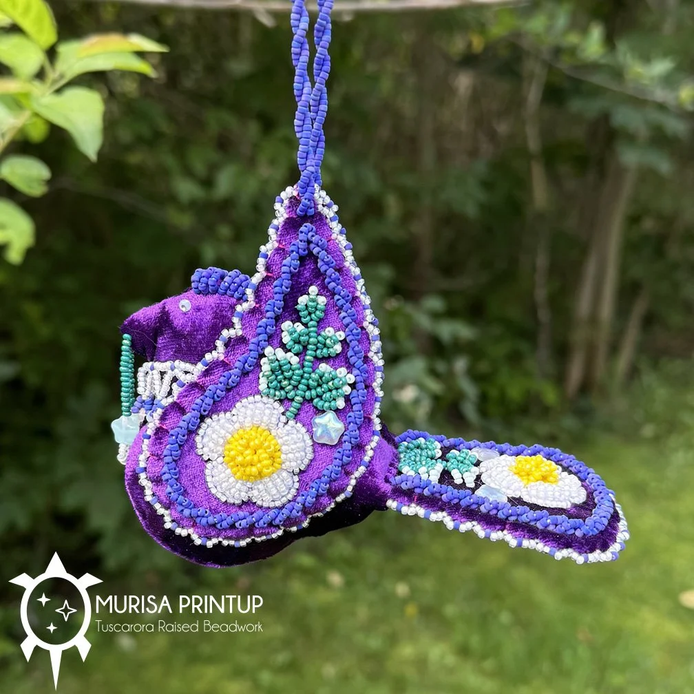 Tuscarora Beaded Bird - Deep Purple Velvet - Opal