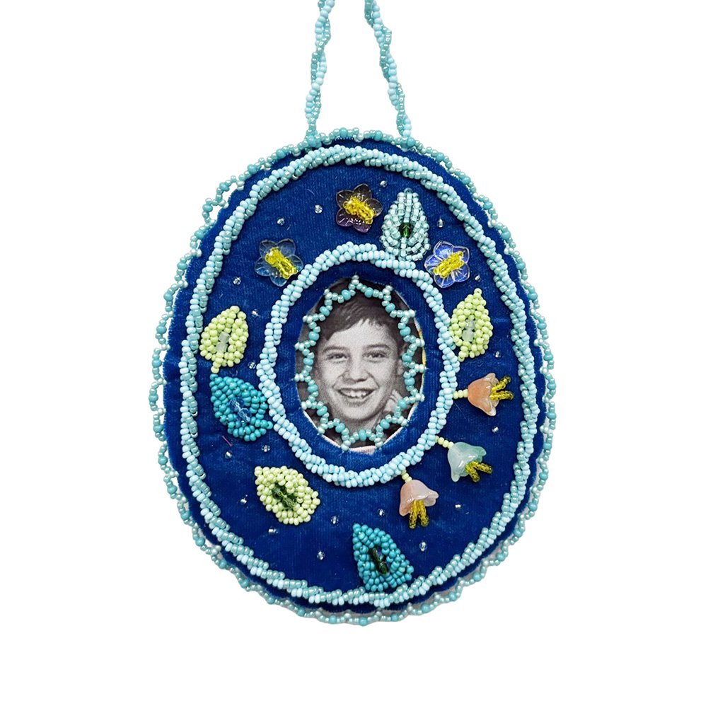 Beaded Egg Frame - Blue