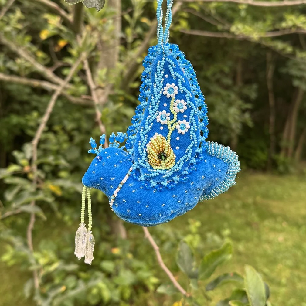 Small Beaded Bird - Blue 1