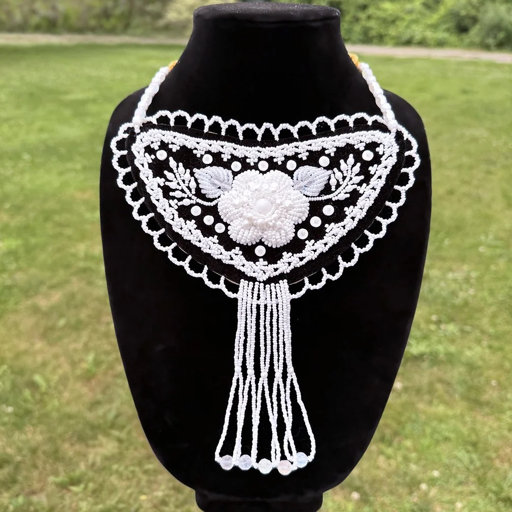 Beaded Gorget Medallion - Black