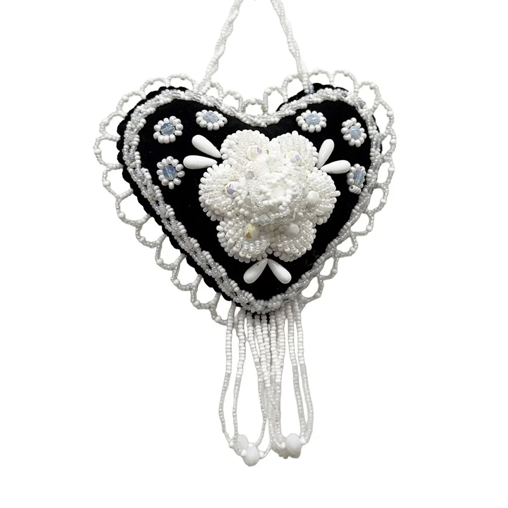 Beaded Heart - Black