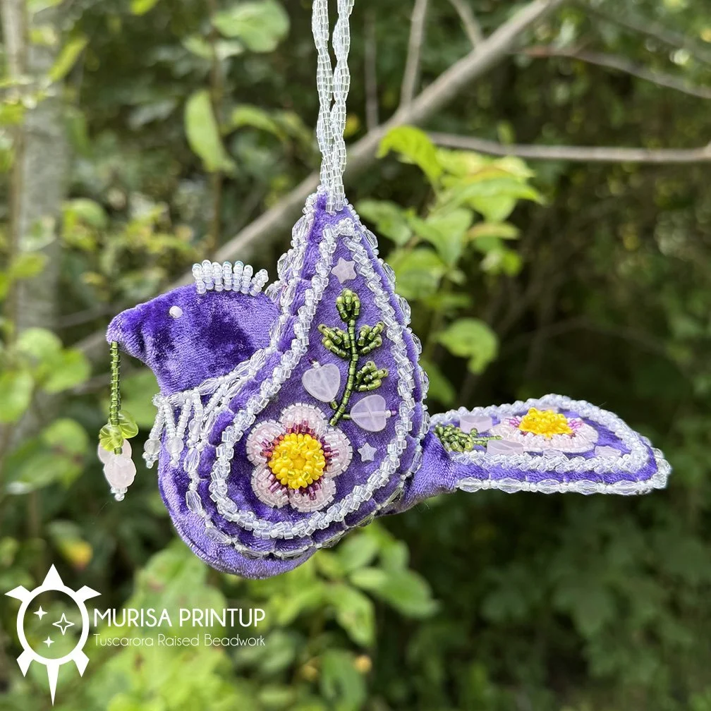 Tuscarora Beaded Bird - Purple Velvet - Rose Quartz