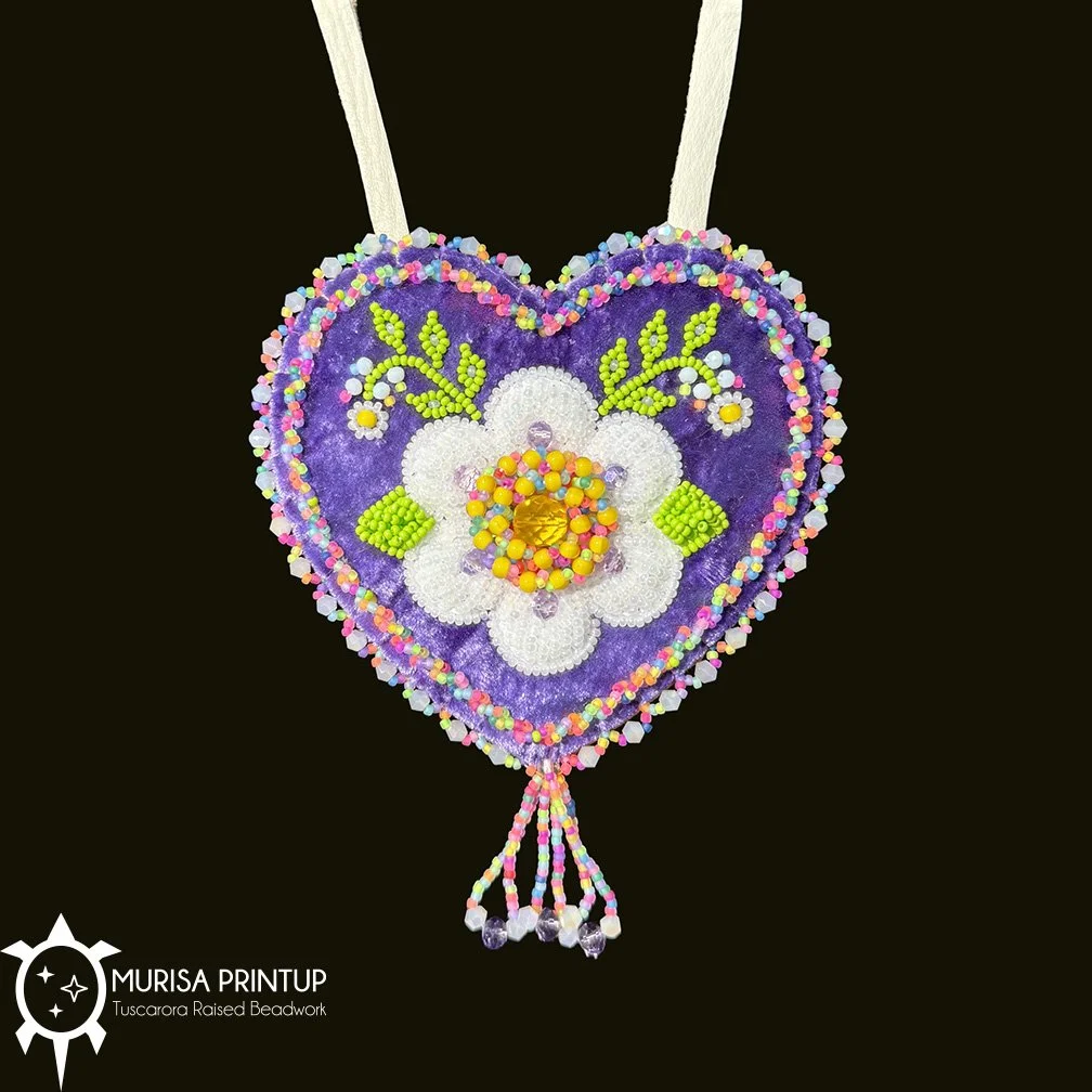 Beaded Heart Floral Medallion - Purple Velvet