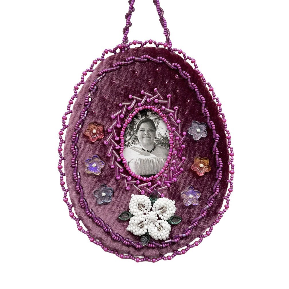 Beaded Egg Frame - Magenta