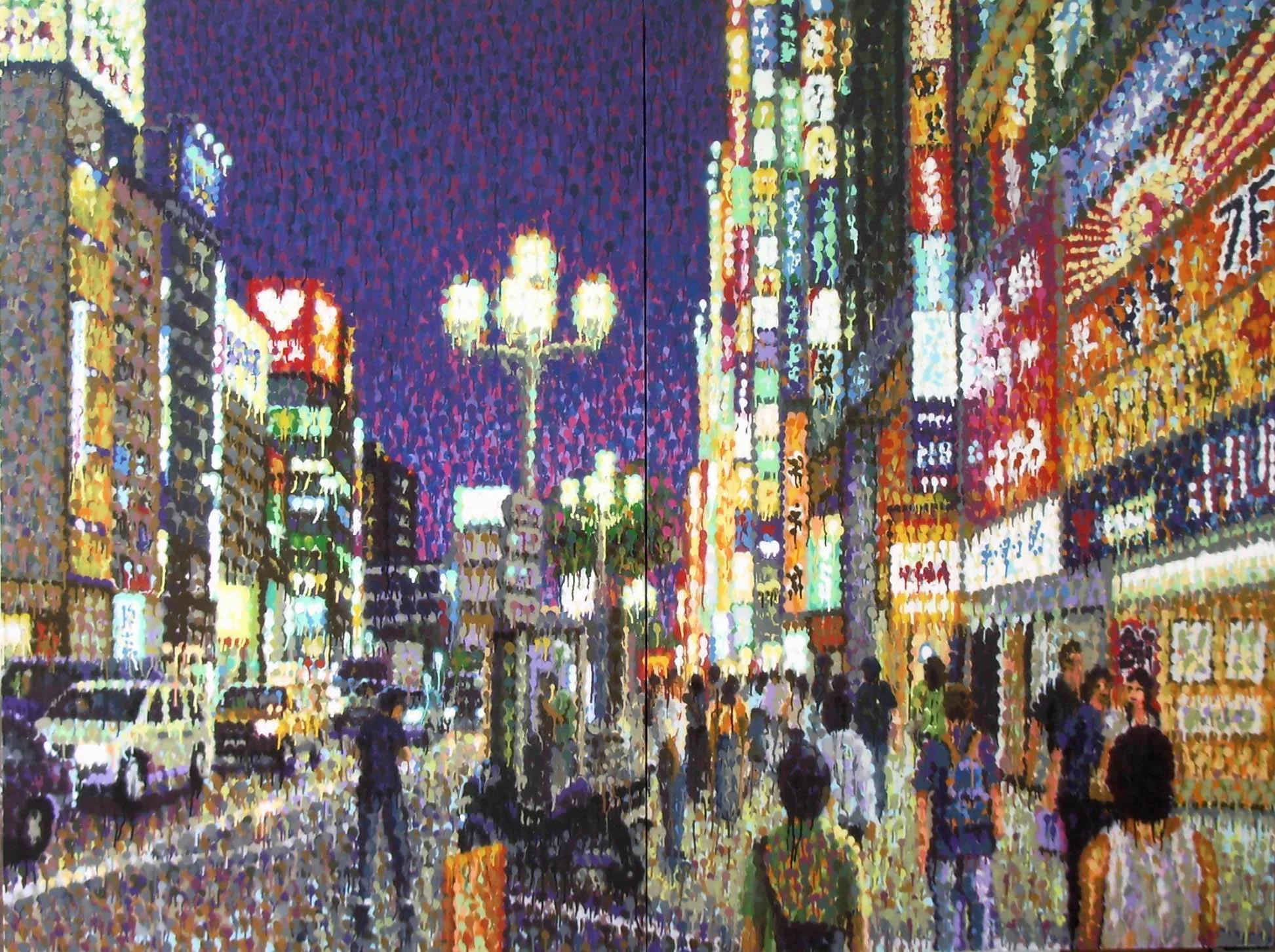 Tokyo Neon Scene 2007, Spray paint on canvas, 180x240cm