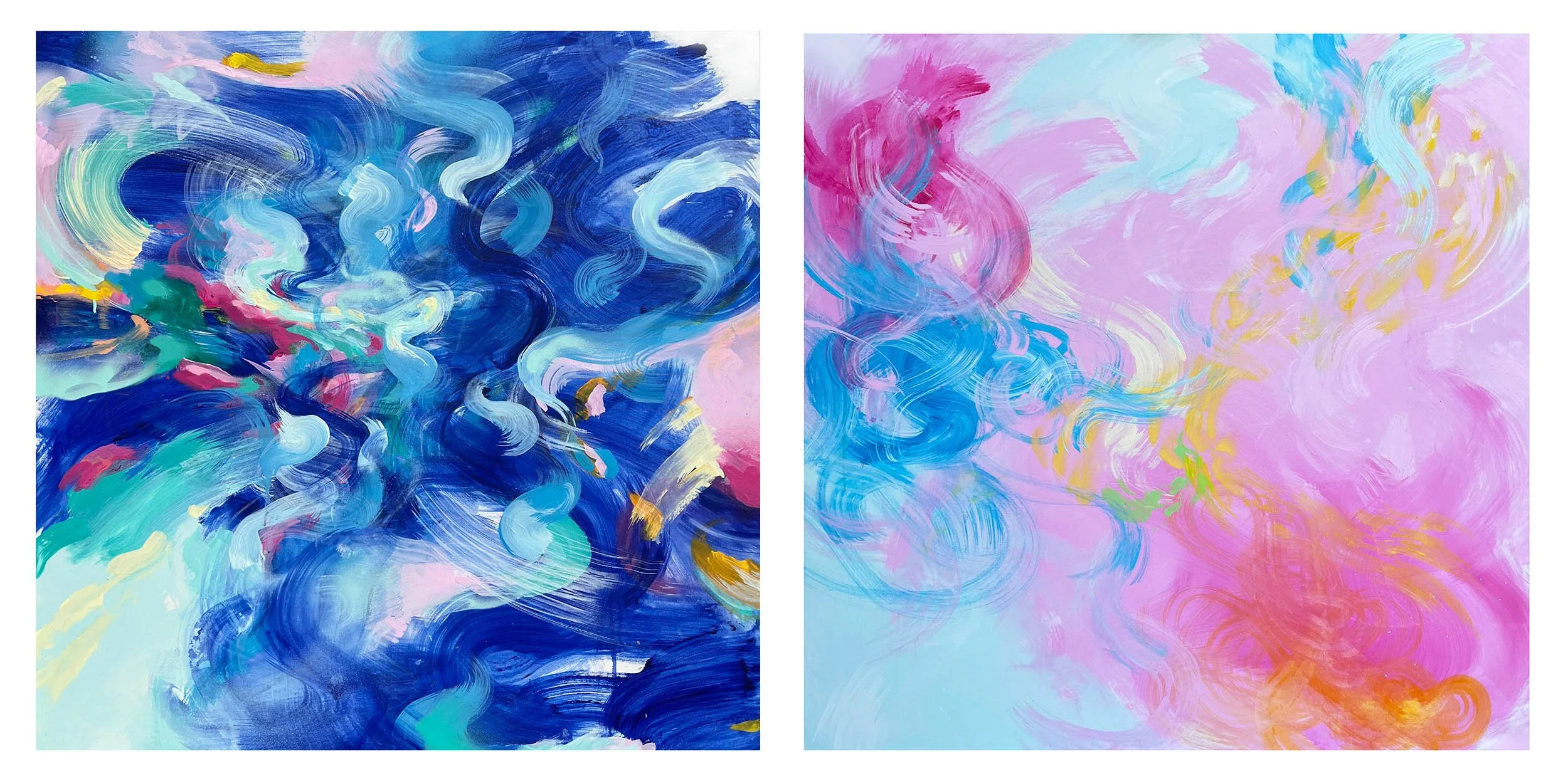 Release 2024, Acrylic on canvas, 100x100cm (Dipytch 100 x 200cm) 