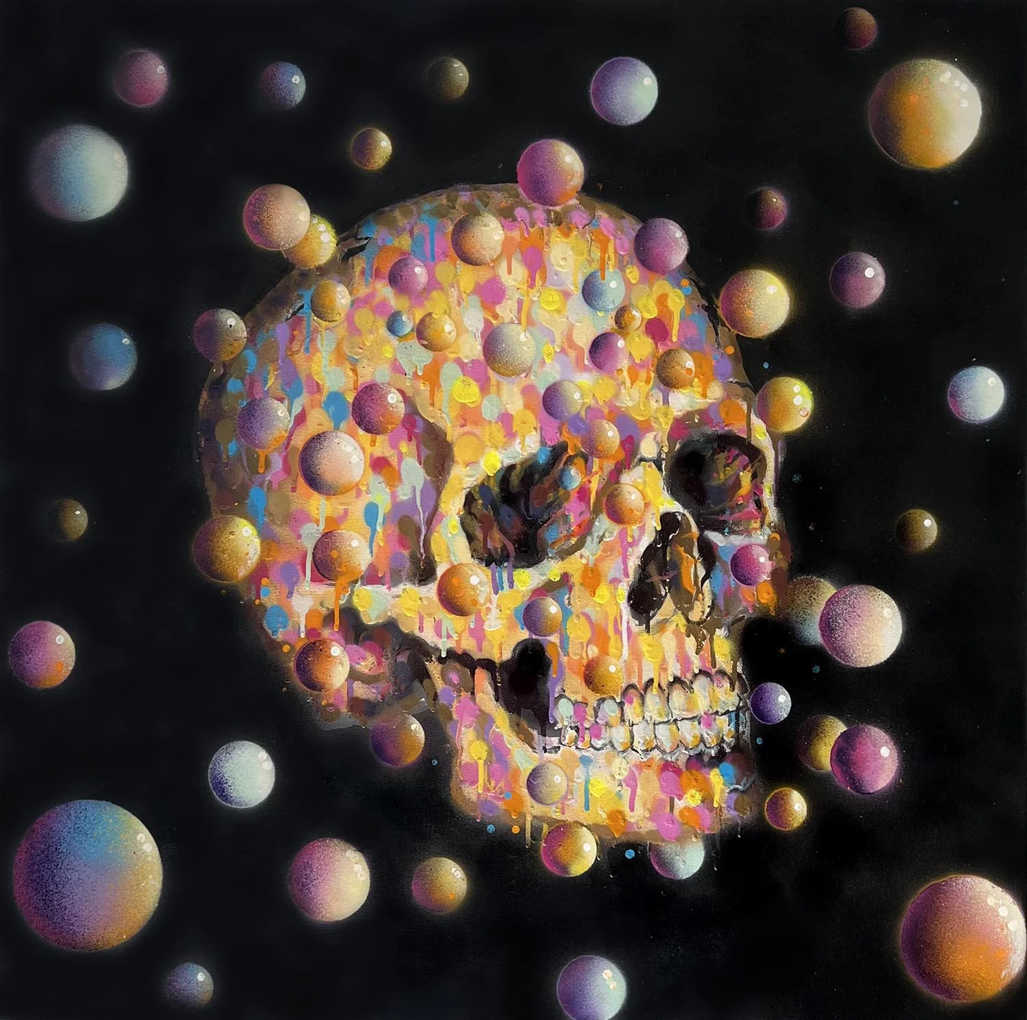 Beyond the Vanitas, Spray paint on canvas, 85x85cm