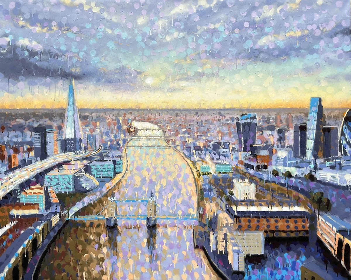 London Cityscape, February 2022, Spray paint on canvas, 122x152cm