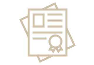 Icon of a certificate with a ribbon.