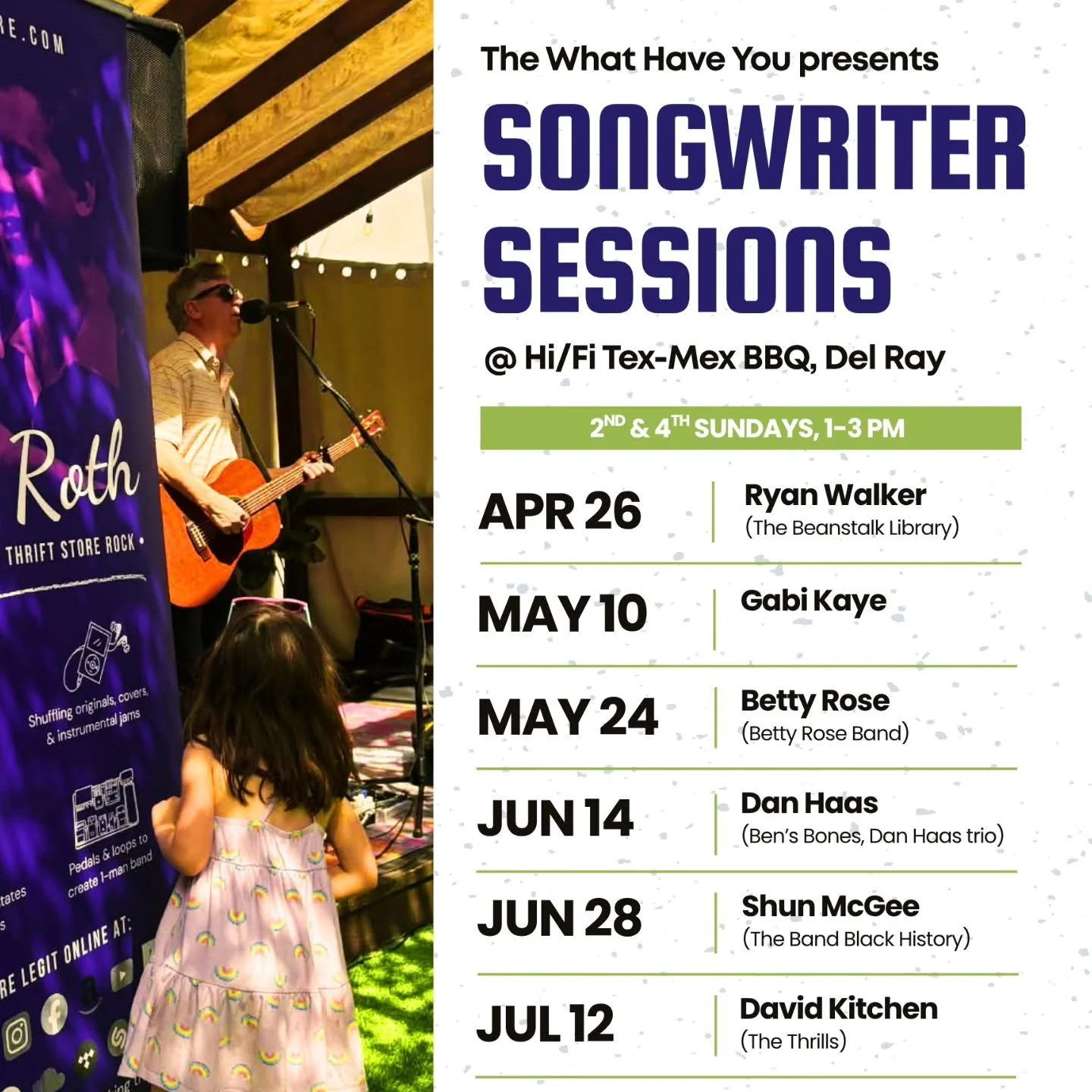 Our first show post- album release is this Sunday back at @hifitexmexbbq with @bettyroseguitar for @thewhathaveyoumusic Songwriter Sessions. Spend the afternoon relaxing with BBQ and a drink before your celebrate Memorial Day with BBQ and a drink!