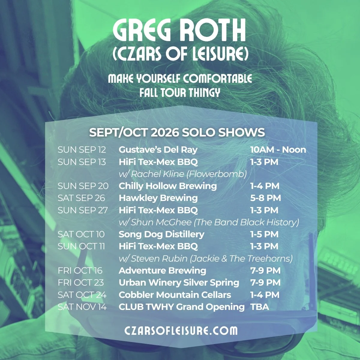 Updated show schedule for Sept &amp; Oct with a special date in Nov at a new venue!

Next up, @chillyhollowbrewingco this Sunday!