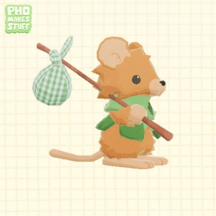 Where's lil guy goin? 🌱

Packing up his stuff and going out on his own journey, the adventuring mouse braves the wide world of Hiyoko all on his own.. ✨

He's not got much to say, generally preferring the company of butterflies and beetles. Perhaps 