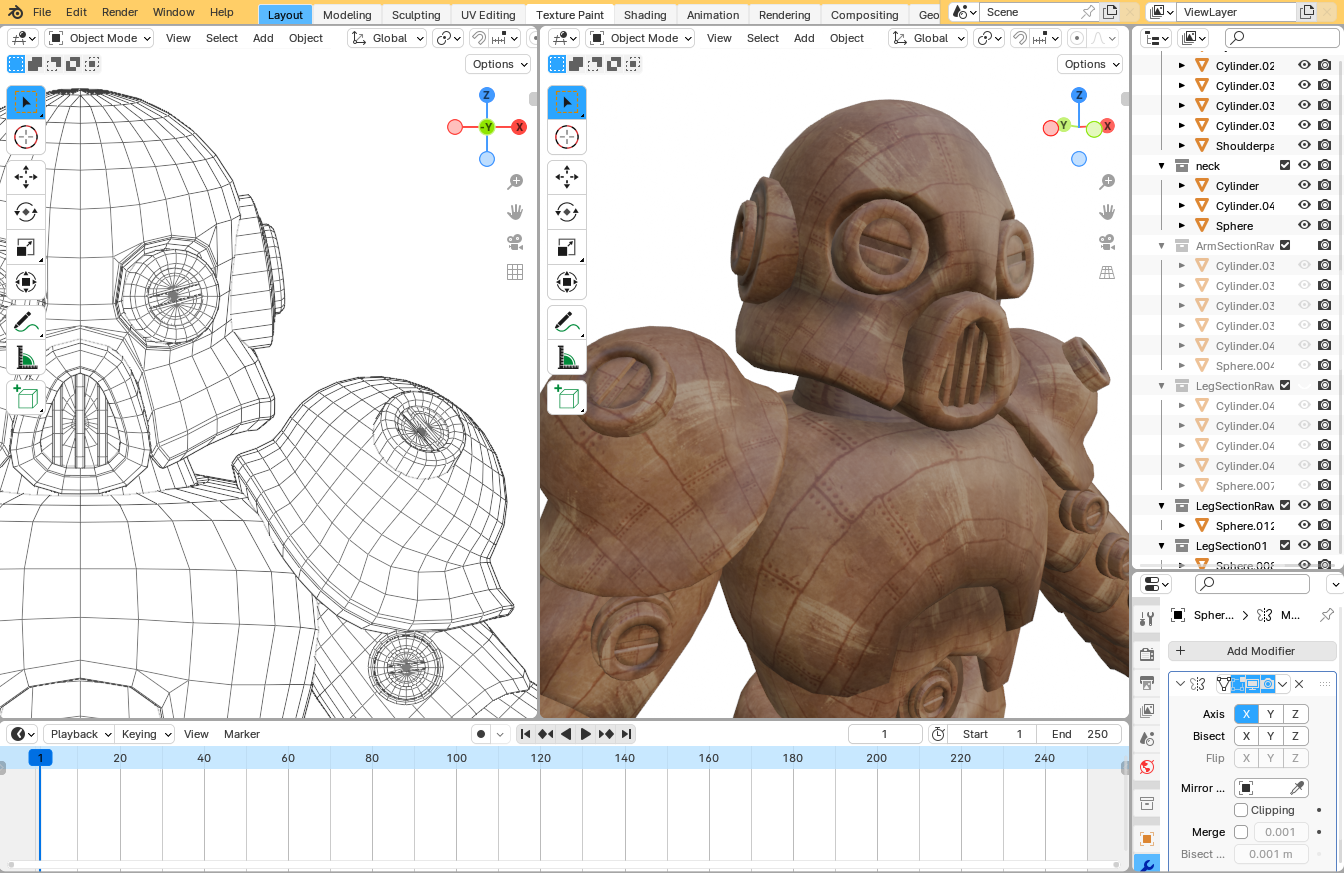 Final design in Blender editor