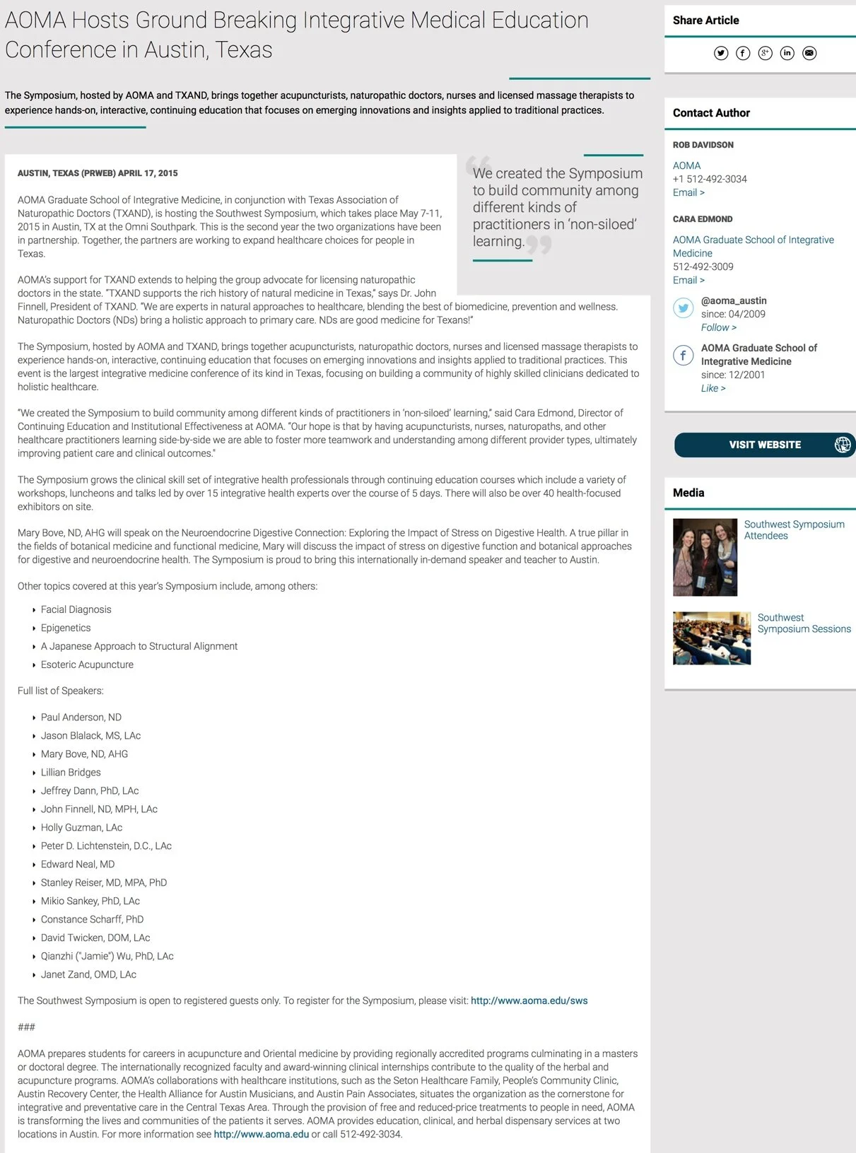 AOMA Press Releases (Copy)