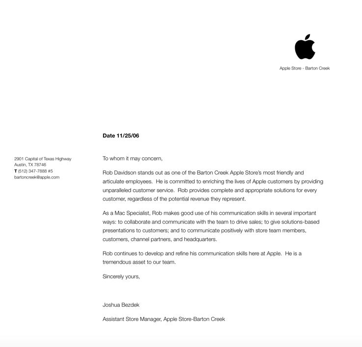 Apple Recommendation Letter - Joshua Bezdek.png