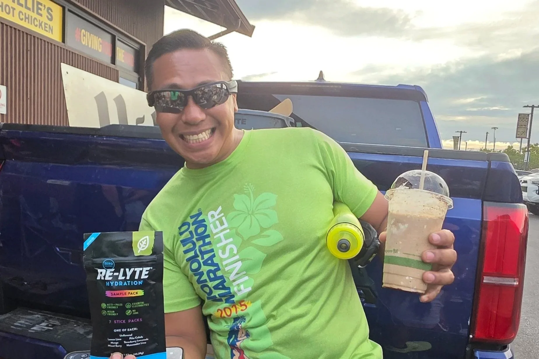 Former military, Charles 'Chuck', after winning Redmond Re-Lyte Hydration supplements