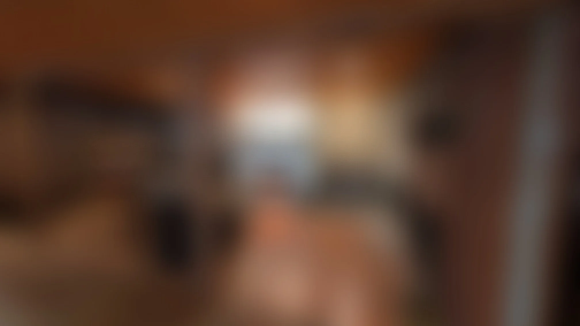 Blurred close-up of an object or scene with warm tones and indistinct features.