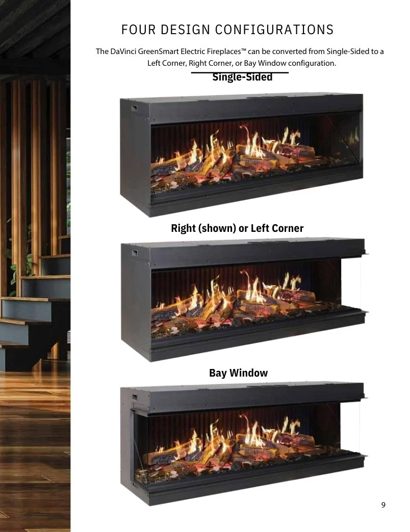 design configurations for Davinci electric fireplaces