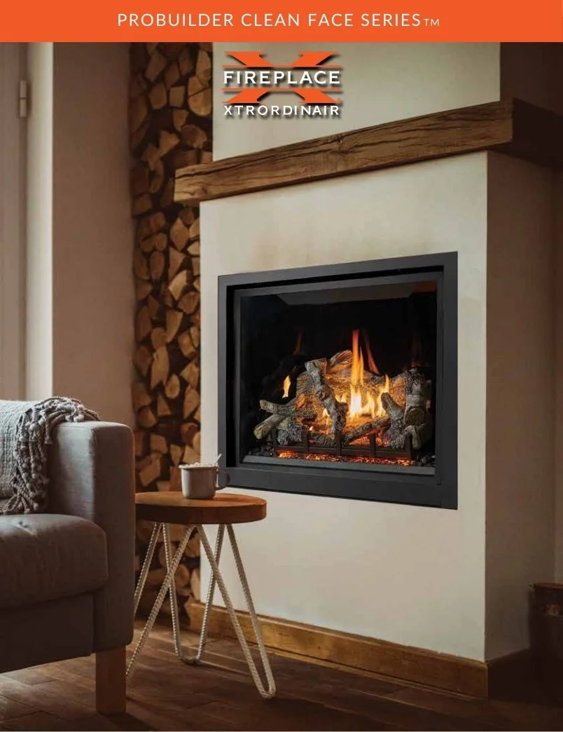 FPX gas fireplace with mantel above