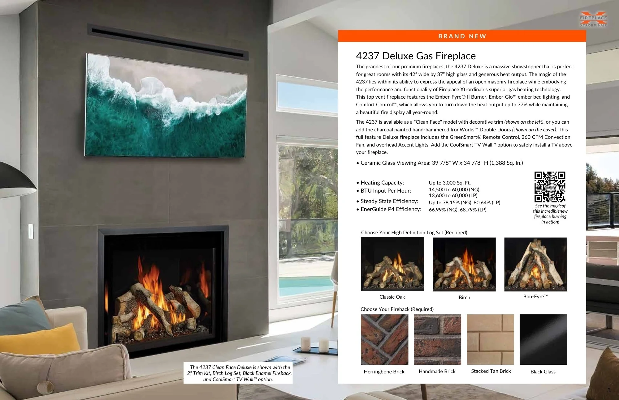 The 4237 FPX gas fireplace with wall painting above