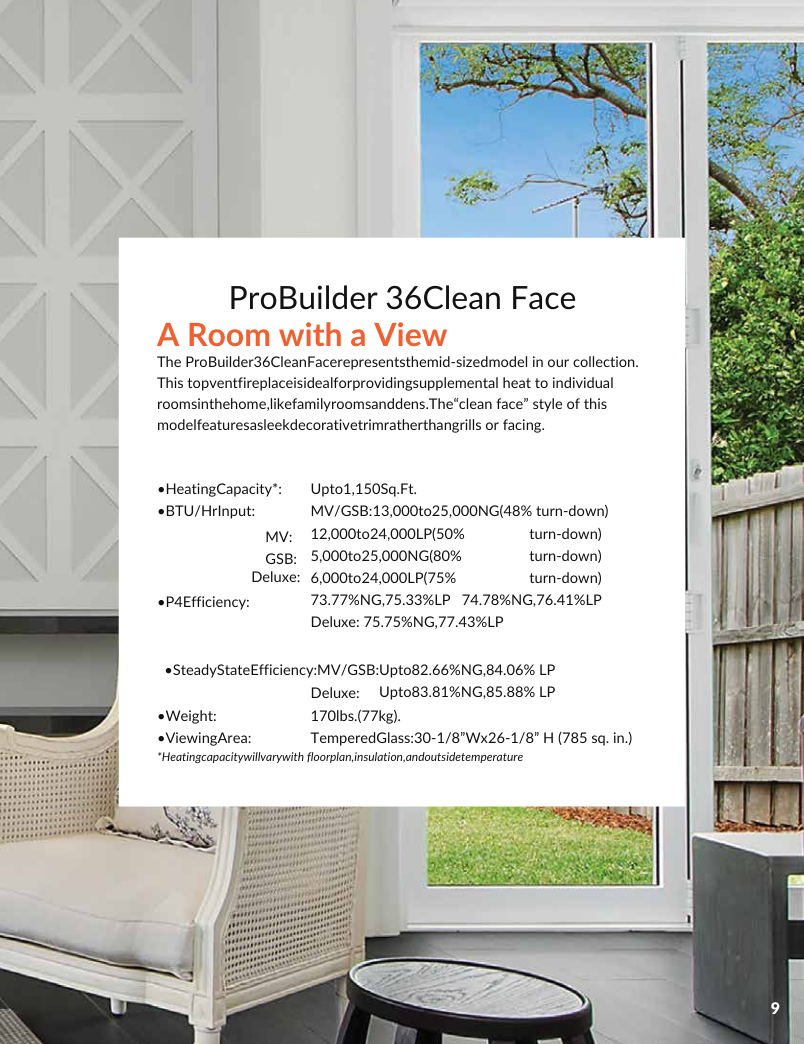 Interior room with a sliding glass door leading outside to a yard with green grass and trees; white walls, a wicker chair with a cushion, and a small black round table.