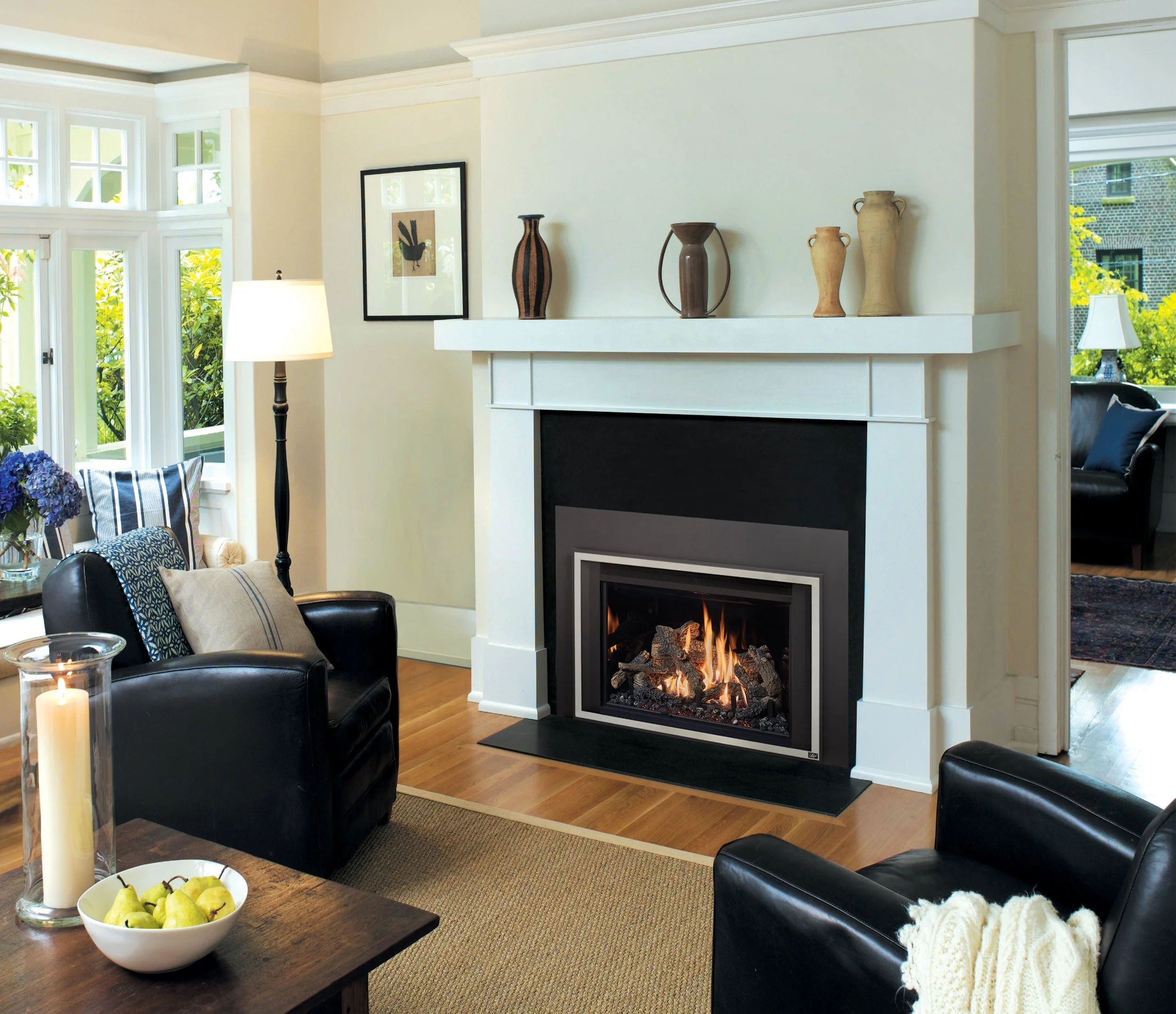 gas insert in a traditional style living room