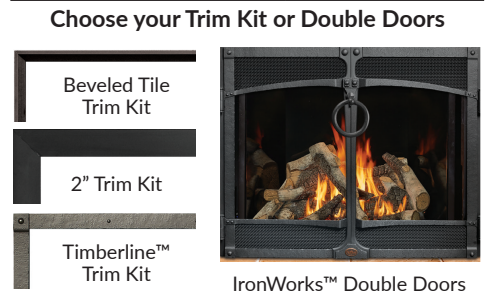 FPX 4237 gas fireplace door and trim options
