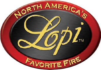 Logo for North America's Lopi, captioned 'Favorite Fire'.