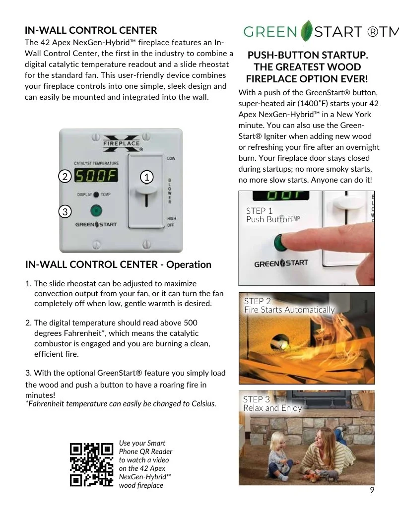 Green Start Igniter option for the FPX 42 Apex wood fireplace