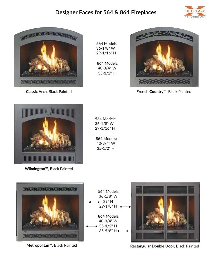 face options for FPX 564 and 864 gas fireplaces