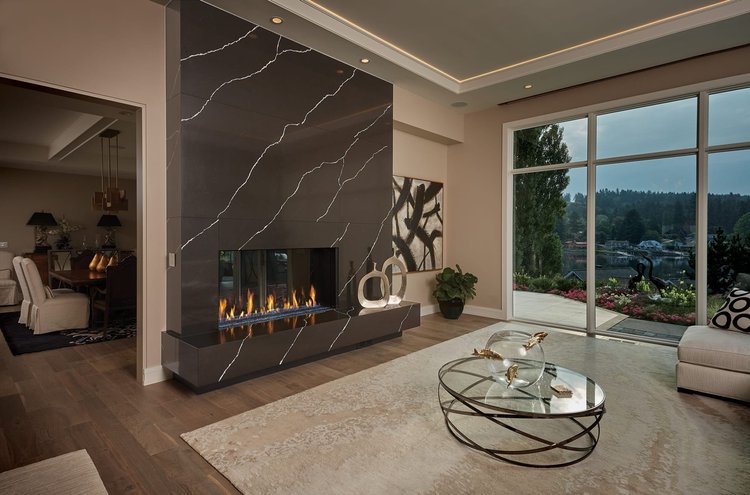DaVinci see-thru gas fireplace, one of the modern fireplace styles we carry in Bentonville
