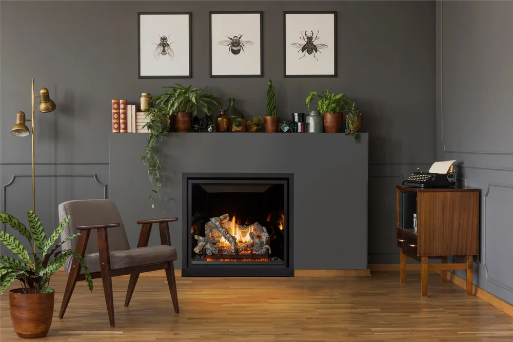 Silver package indoor fireplace