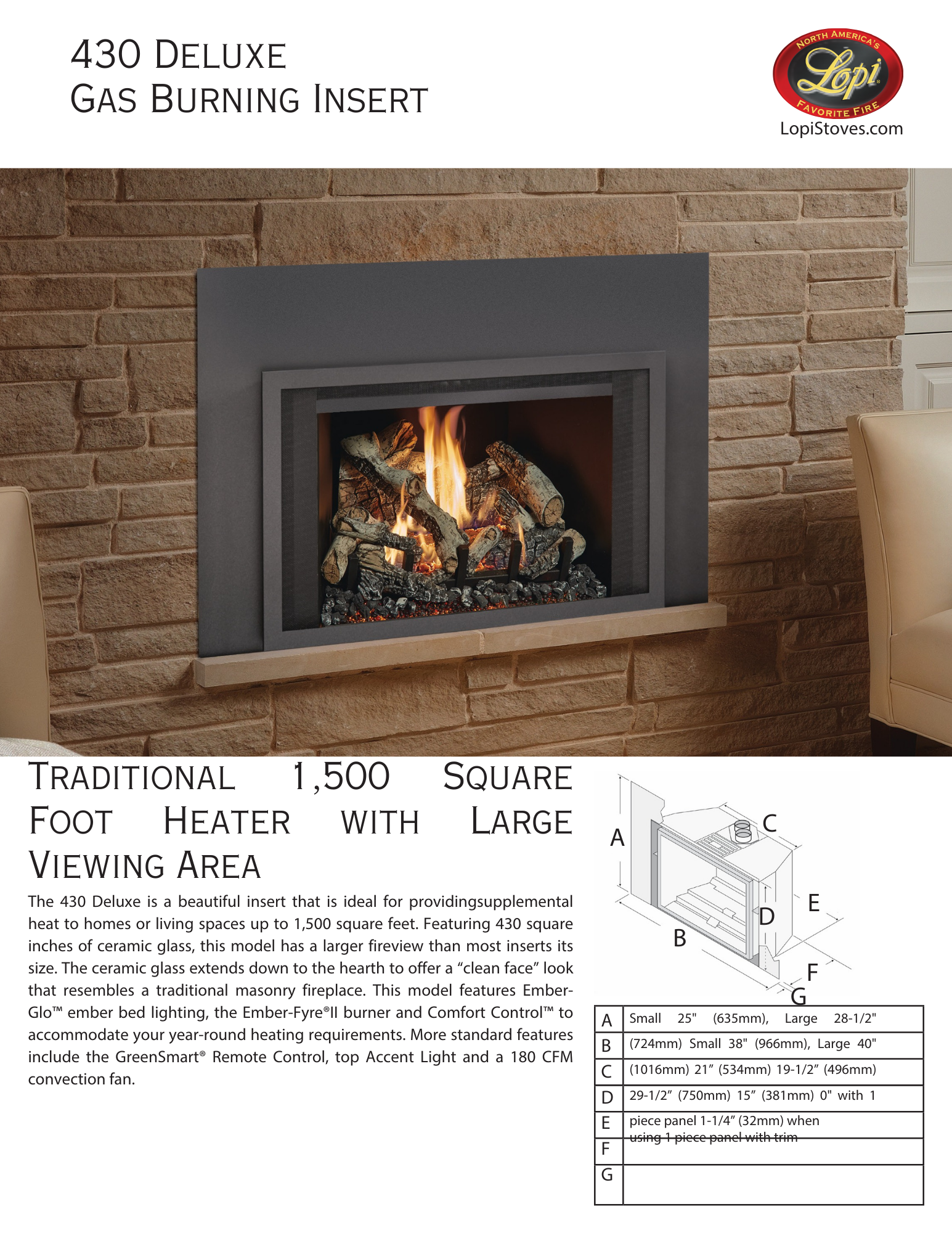 gas insert on a rock wall with description underneath