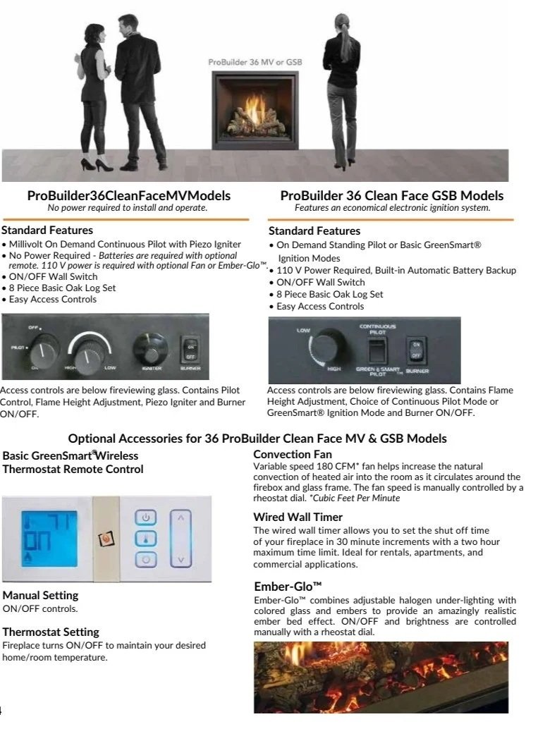 remote control options for Probuilder gas fireplaces
