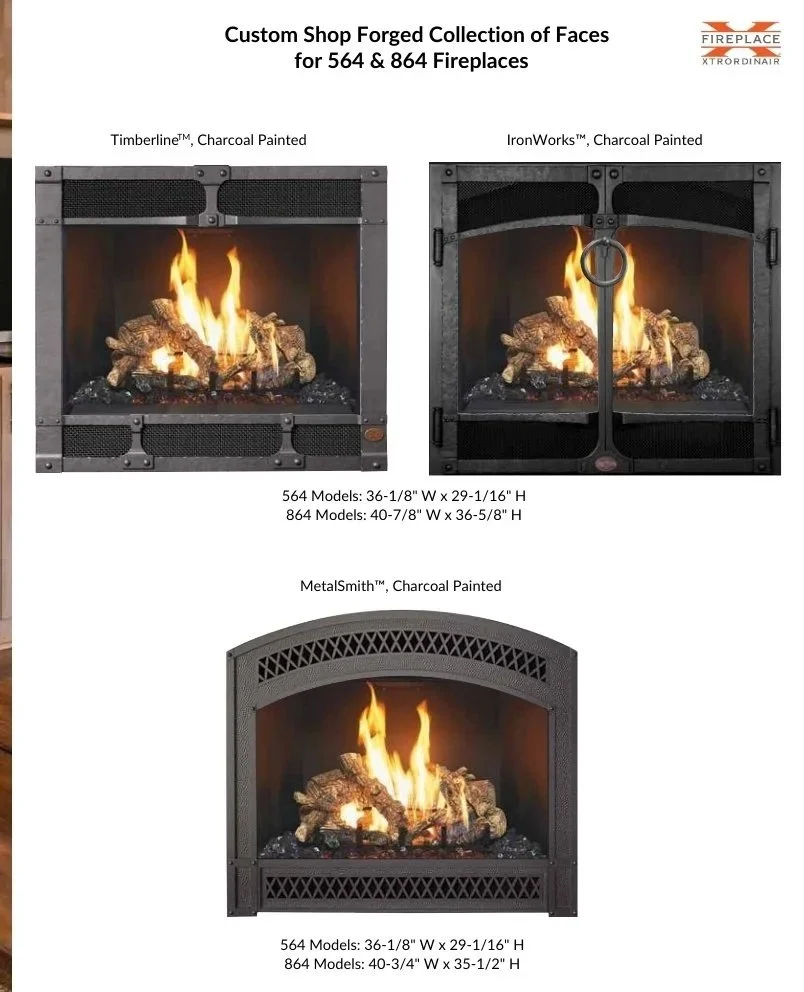 face options for FPX 564 and 864 gas fireplaces