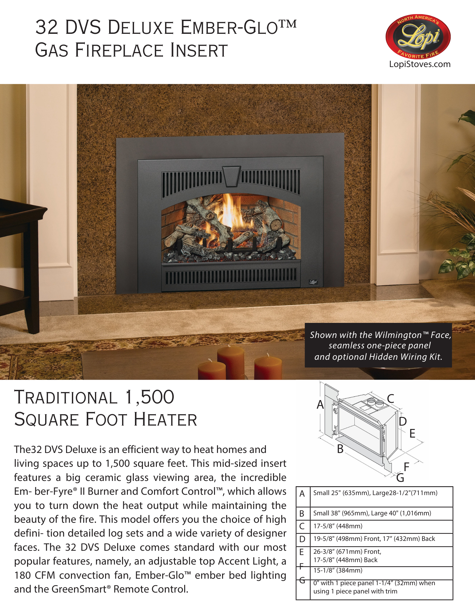 traditional-looking gas fireplace with white mantel surround and description of it below