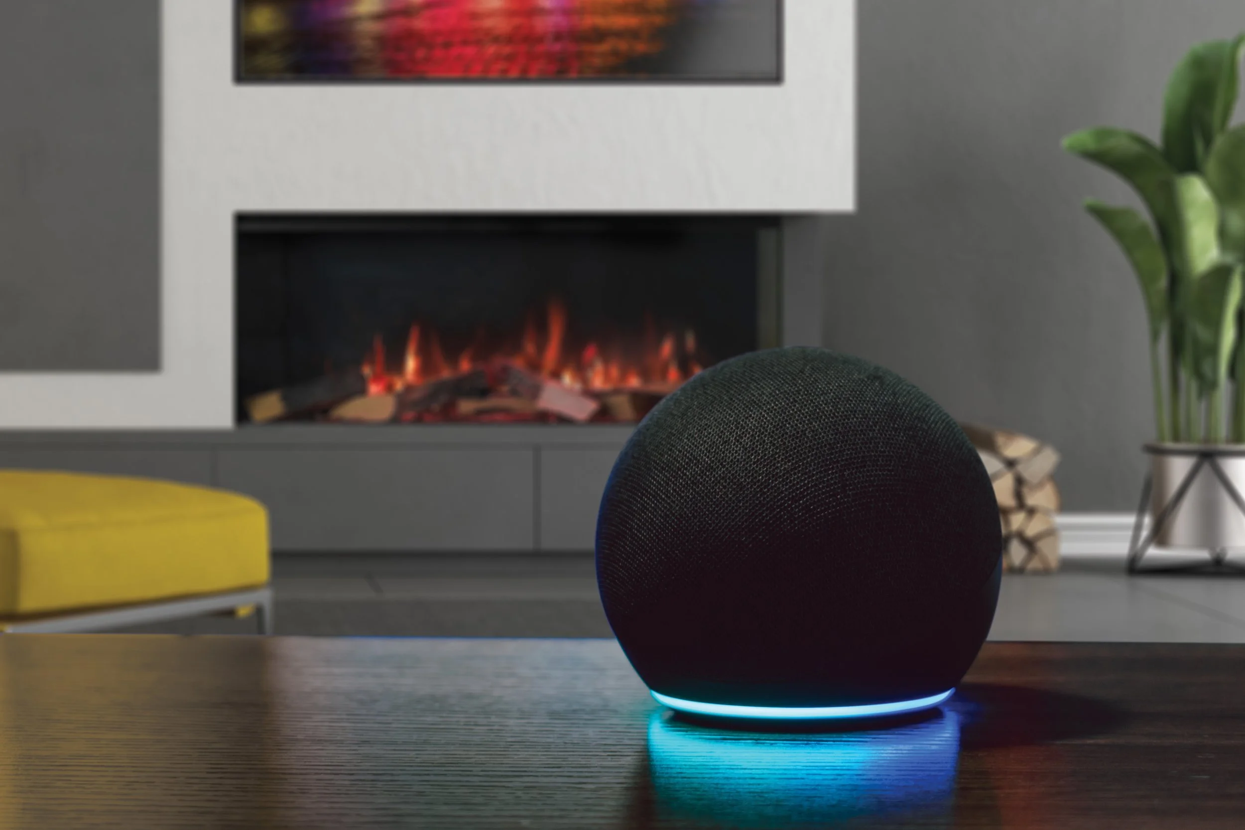 alexa smart speaker for electric fireplace control
