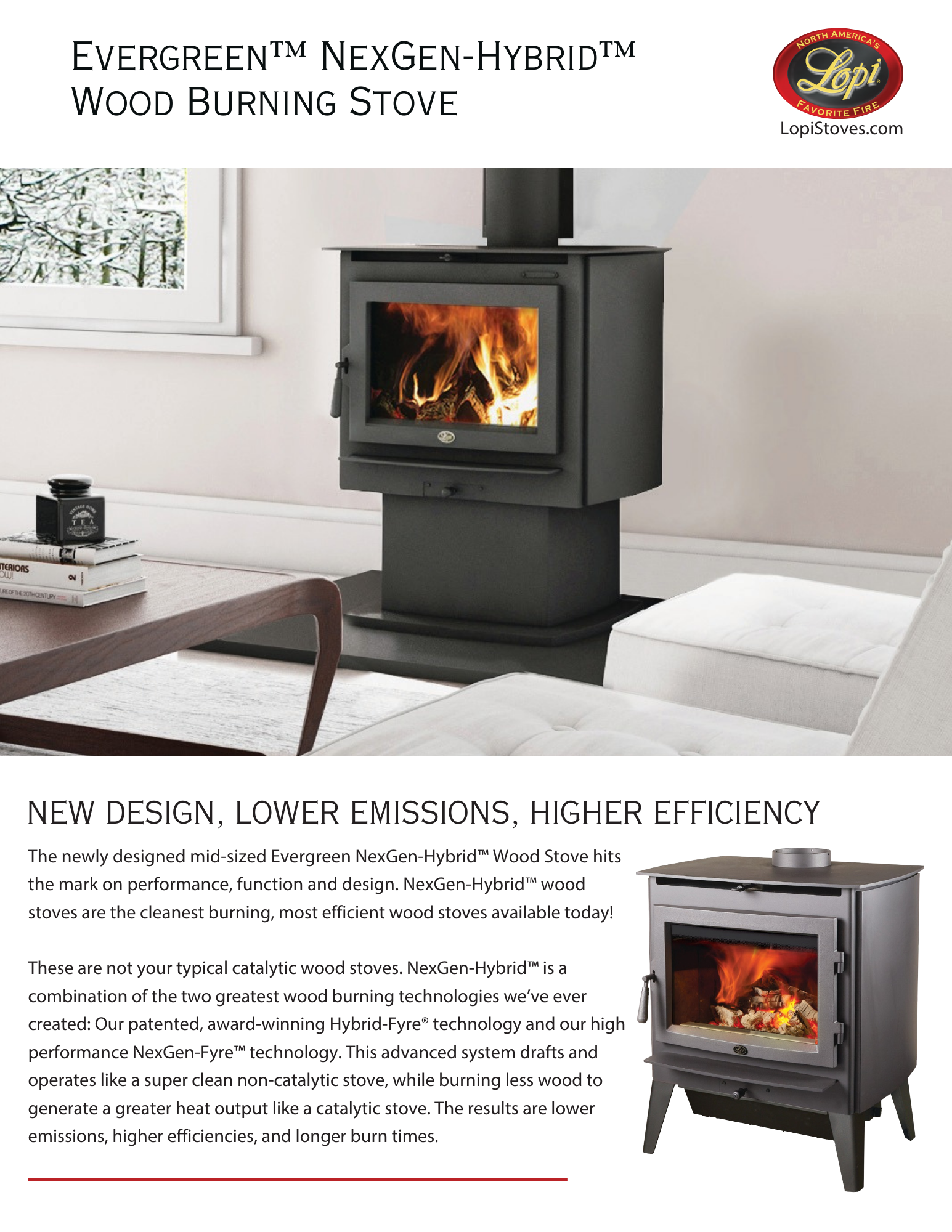 Lopi Evergreen wood stove with description