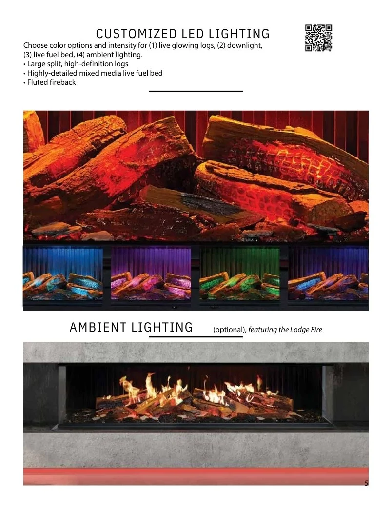 lighting features for electric DaVinci electric fireplaces
